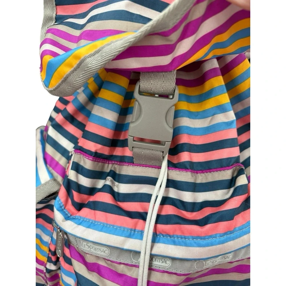 LeSportsac Voyager‎ Backpack Stripe Multicolor Pockets Diaper Bag Travel Large